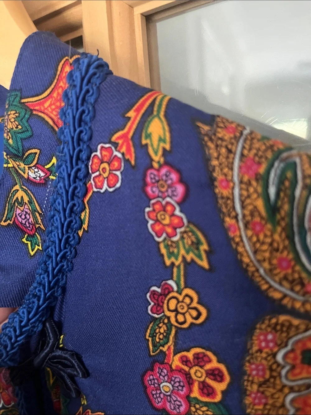 Blue Floral Embroidered Suzani Jacket - handmade/custom Asian jewel tone crop